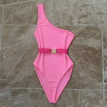 Load image into Gallery viewer, Pink One-Shoulder Bikini