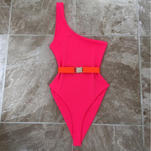 Load image into Gallery viewer, Pink One-Shoulder Bikini