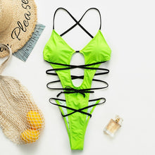 Load image into Gallery viewer, Peachtan High cut  neon bikini