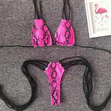 Load image into Gallery viewer, Snake Skin Brazilian  Thongs Bikini Set