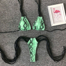 Load image into Gallery viewer, Snake Skin Brazilian  Thongs Bikini Set