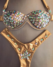 Load image into Gallery viewer, Rhinestone Diamond Silver Bikini