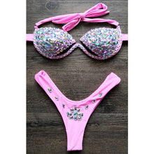 Load image into Gallery viewer, Rhinestone Diamond Silver Bikini