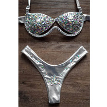 Load image into Gallery viewer, Rhinestone Diamond Silver Bikini