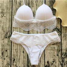 Load image into Gallery viewer, Sexy push Bikini Set White or Black with Lace