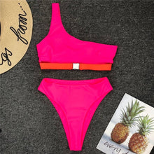 Load image into Gallery viewer, Pink One-Shoulder Bikini