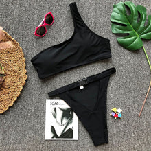 Load image into Gallery viewer, Pink One-Shoulder Bikini